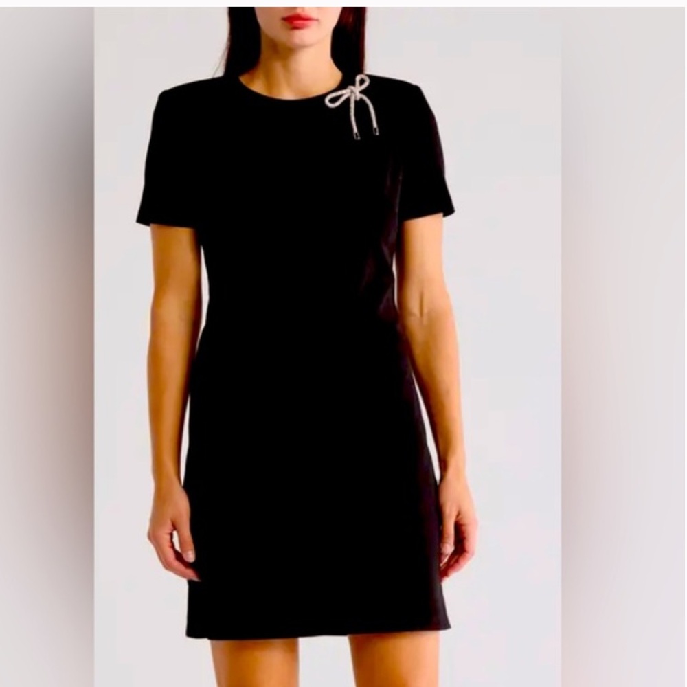 New Eliza J Black Dress with Silver Bow. Size 10